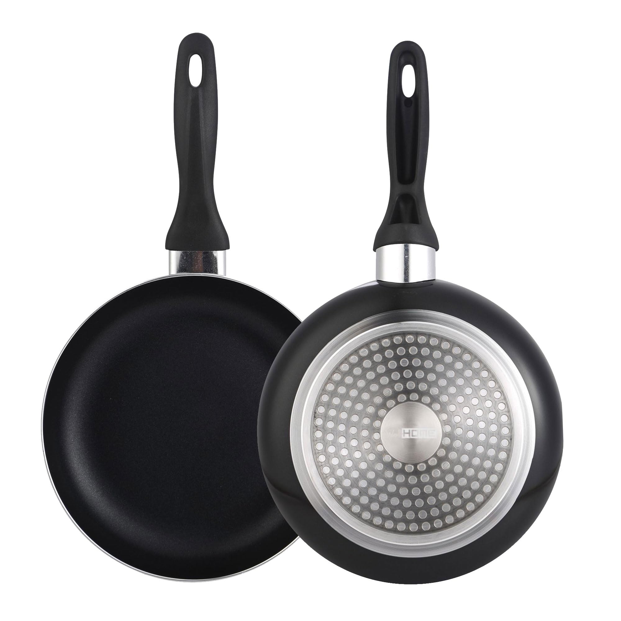 Set of Non-Stick Frying Pans Ø28x5cm, Induction, in Pressed Aluminium, Black