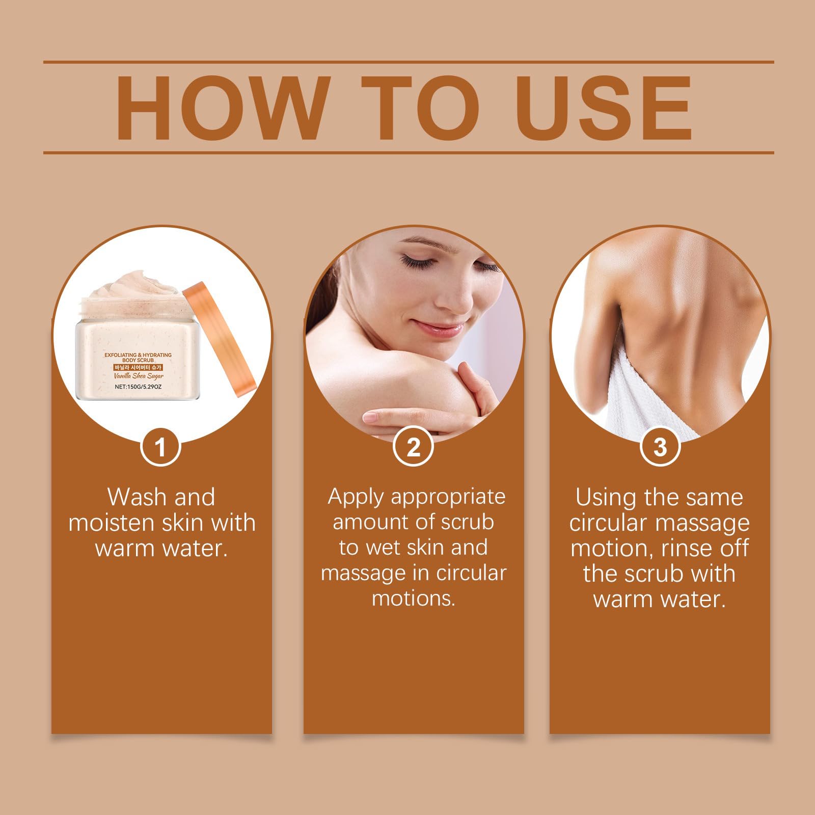 Waniliowy peeling do ciała, koreański środek do mycia twarzy, peeling do ciała, nawilżający i pielęgnujący, do strefy bikini, szyi, suchej i matowej skóry. (3 szt.)