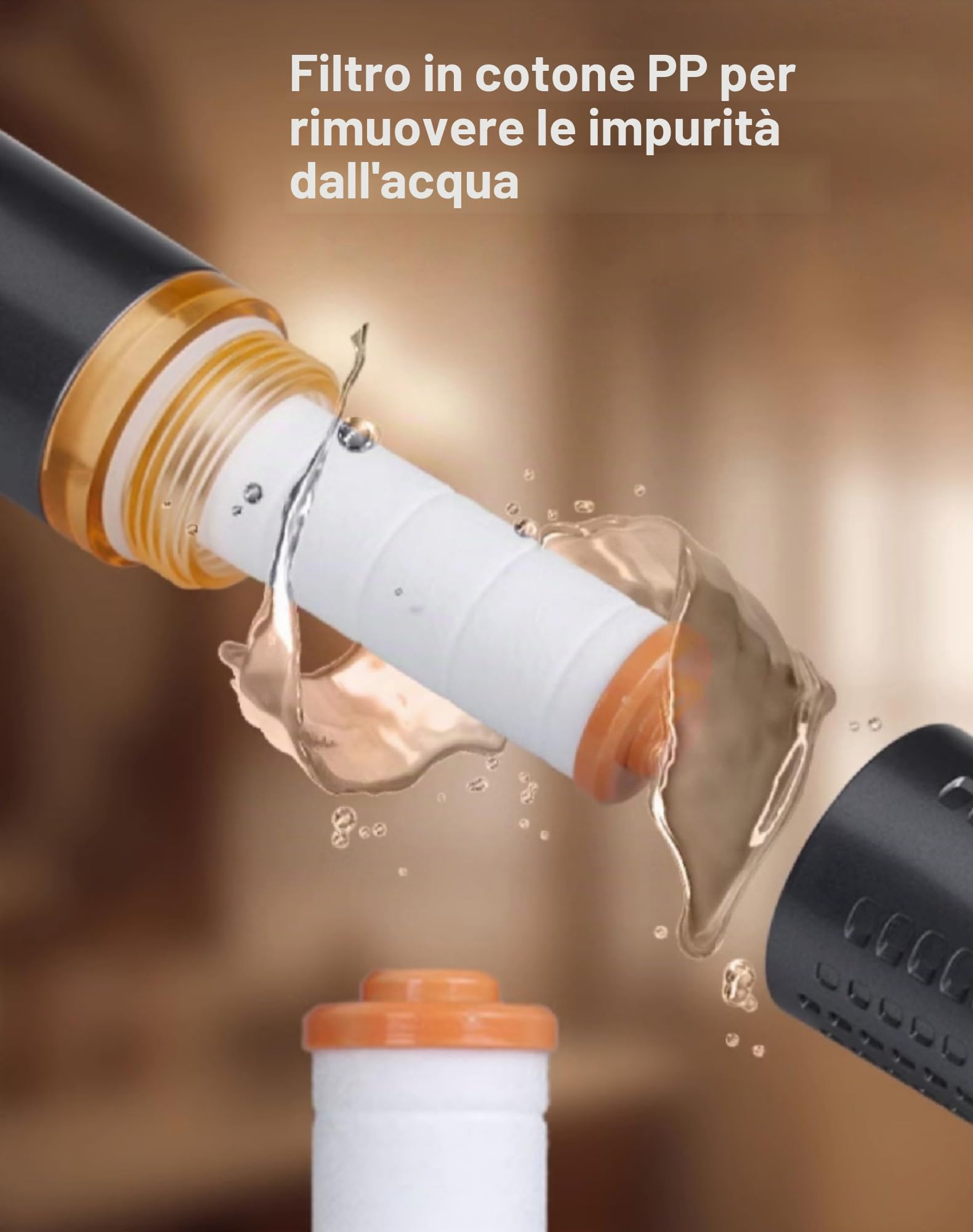 Soffione Doccia con Tubo e Supporto 1.5m: Doccetta Alta Pressione con Filtro Anticalcare per Locatori e Pulizia Bagno (Nero)