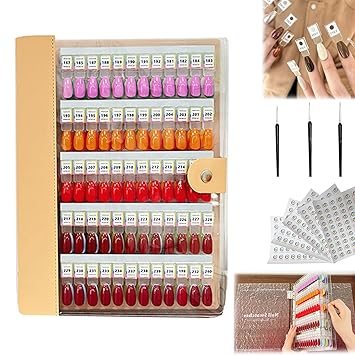 Magnetic Nail Swatch Book, 240/180/120 Gel Nail Polish Colors Dispaly Board Nail Display Book,Professional Magnet Removable Blank Nails Sample Organizer for Preview & Storage Apricot, 120 Style