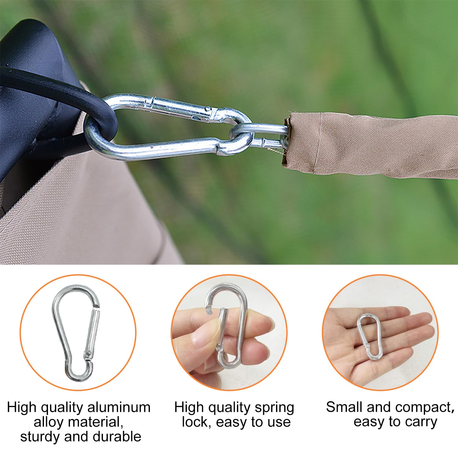 GeekerChip Set di 30 Moschettoni,Moschettone in Lega di Alluminio,3.6 * 41mm,Clip Gancio a Molla Fibbia Appesa,Portante sicuro 2.5 kg,per amache,campeggio,pesca,tende da sole