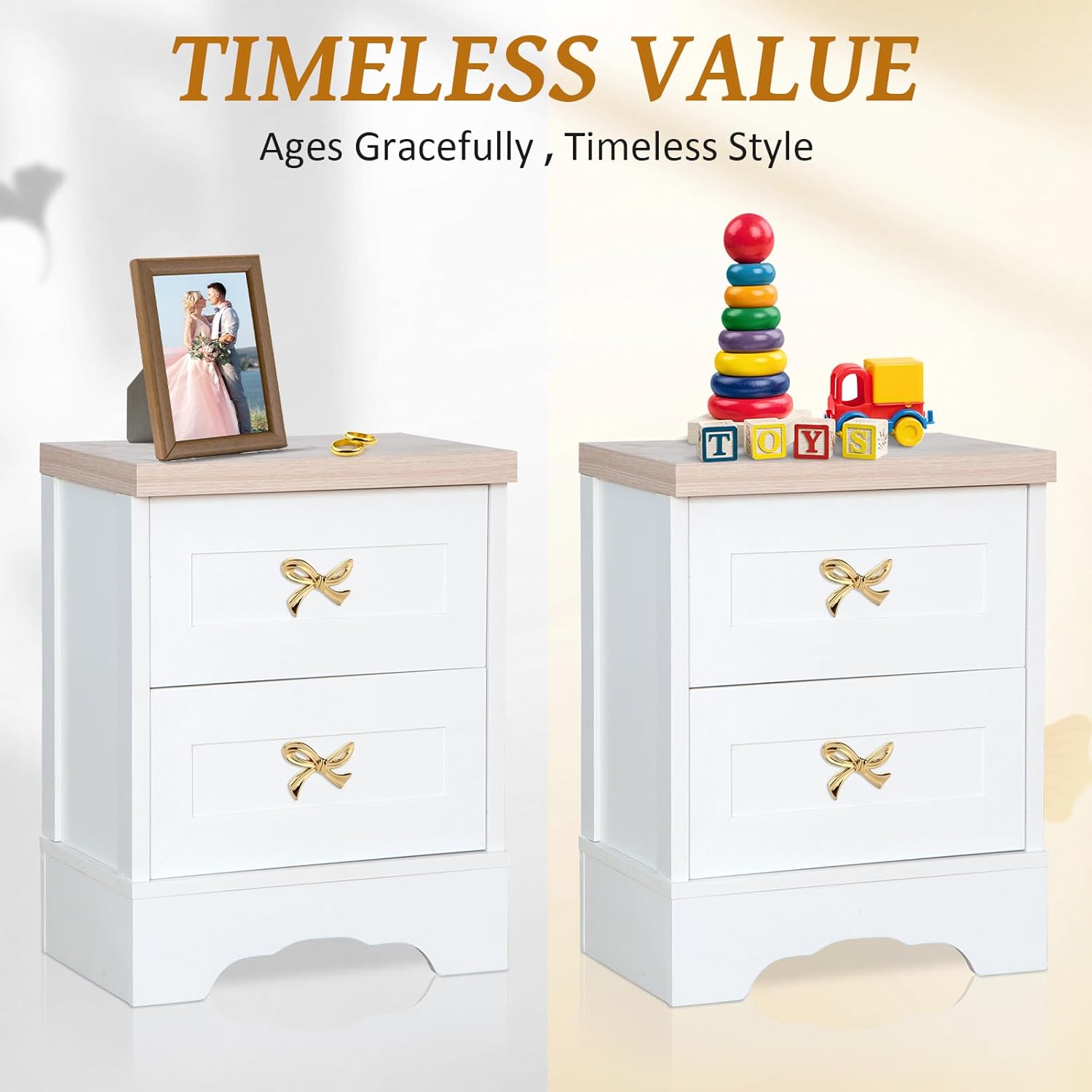 8 Pack Gold Bow Knobs - Solid Brass Bow Drawer Pulls for Dresser, Cabinets & Furniture | Decorative Bow Cabinet Handles | Bow Knobs for Drawers, Wardrobe (Antique Brass) [8PCS]