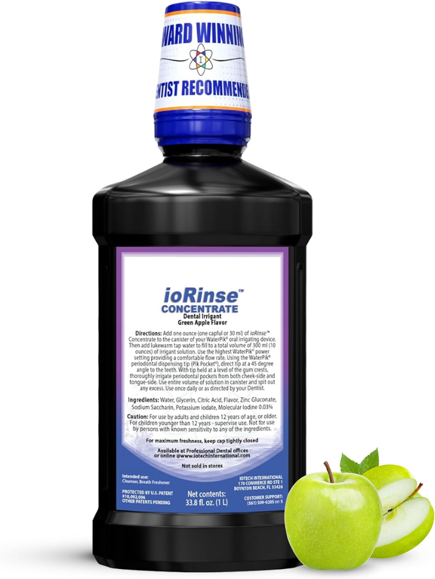 ioRinse Concentrated Irrigant with Active Molecular Iodine, Alcohol-Free Dental Irrigant, for use with Waterpik Water Flossers, and All Other Oral Irrigation Devices