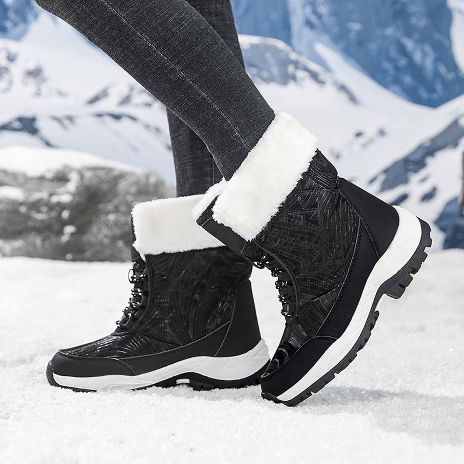 Generico Scarpe Da Neve Donna Impermeabili Invernali Antiscivolo Stivaletti Doposci Calde Termiche Scarpe Da Neve Stivali Imbottiti Scarponi Con Fodera Dopo Sci Snow Boots Per All'acqua Trekkin