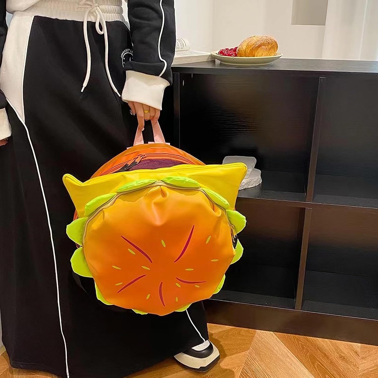 Cheeseburger Backpack Multi-compartment Funny Hamburger Backpack - Image 7