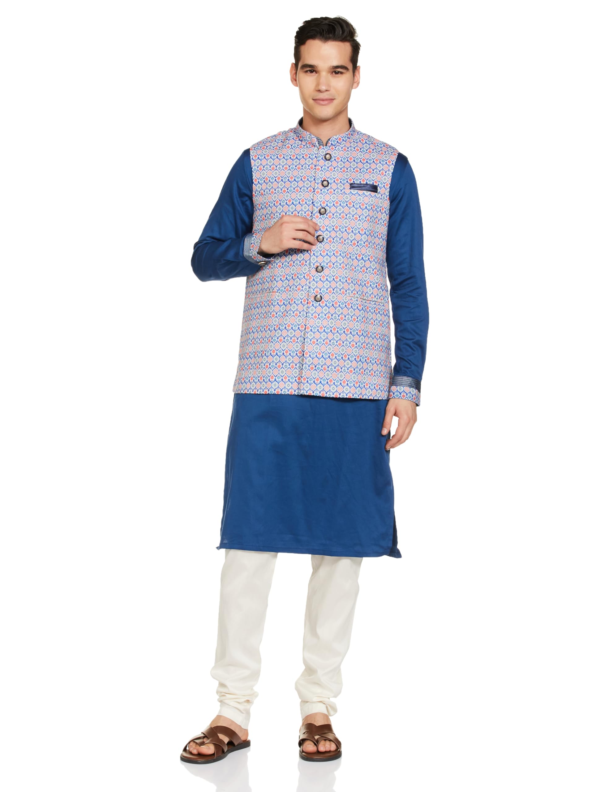 Cotton Kurta Jacket Set for Men-image-44