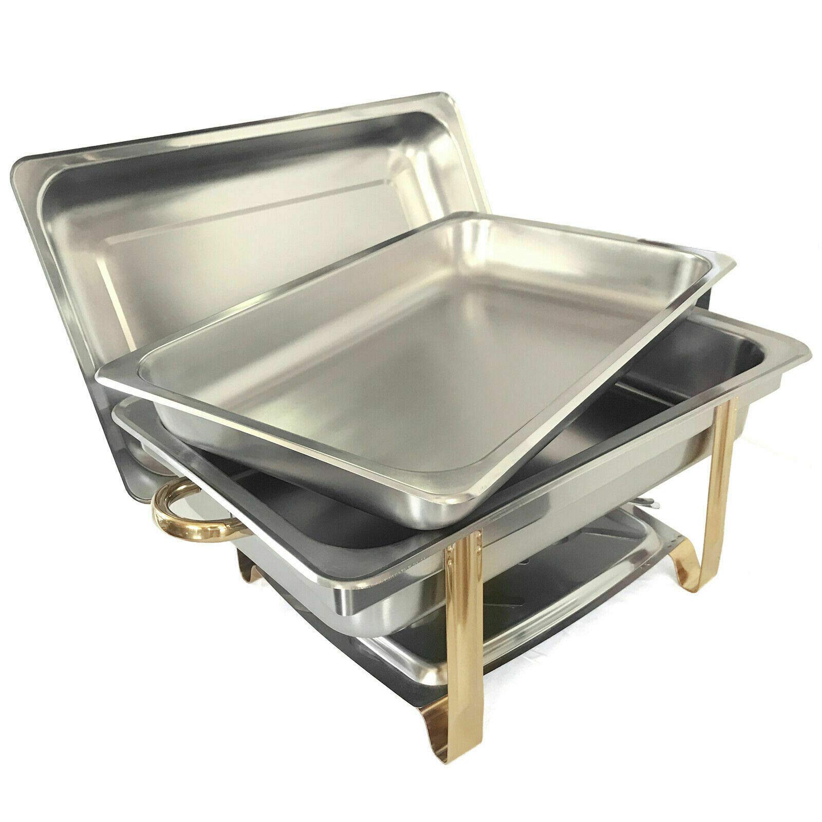 Chafing Dish - Calentador de alimentos de acero inoxidable de 9 L con tapa y sartén para alimentos, calentador para catering, buffet