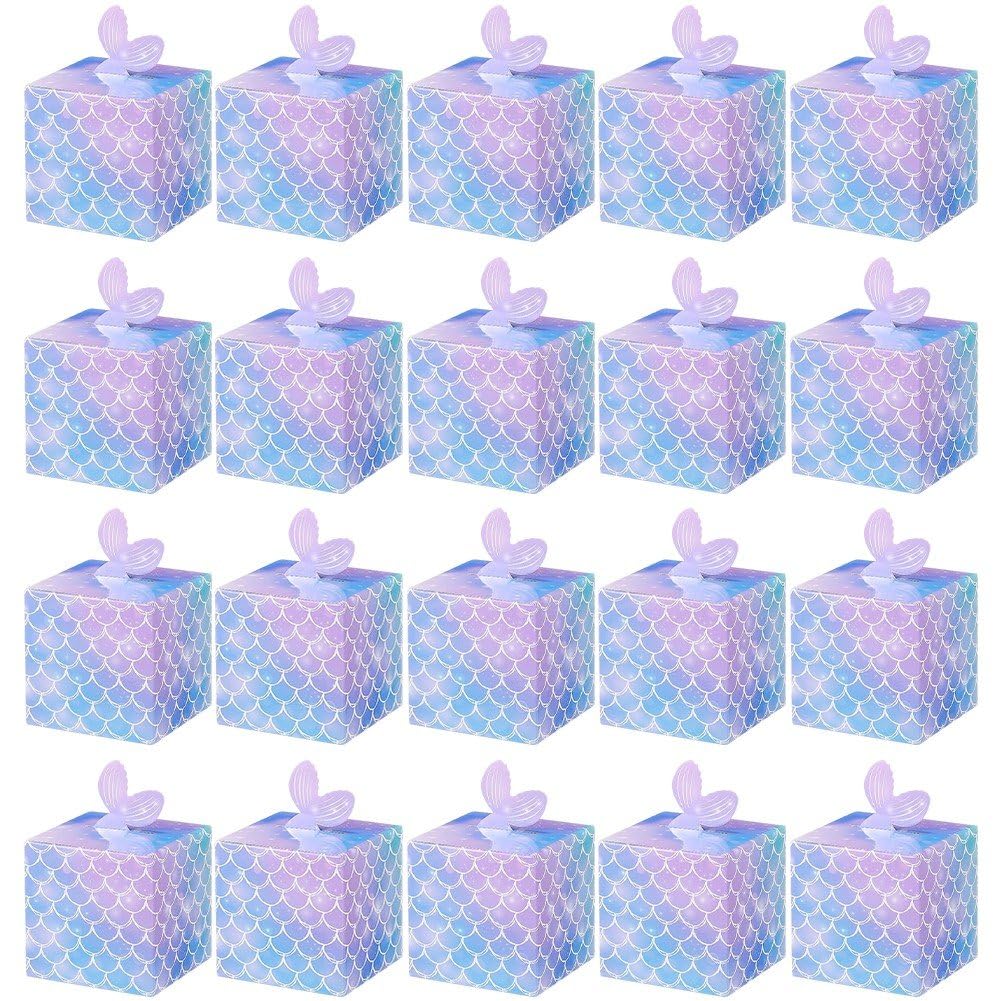Zghhc Pudełka na cukierki syrenki, 20 sztuk, papierowe pudełka na prezenty, małe pudełka na cukierki, przekąski, na ślub, urodziny, baby shower, przyjęcie