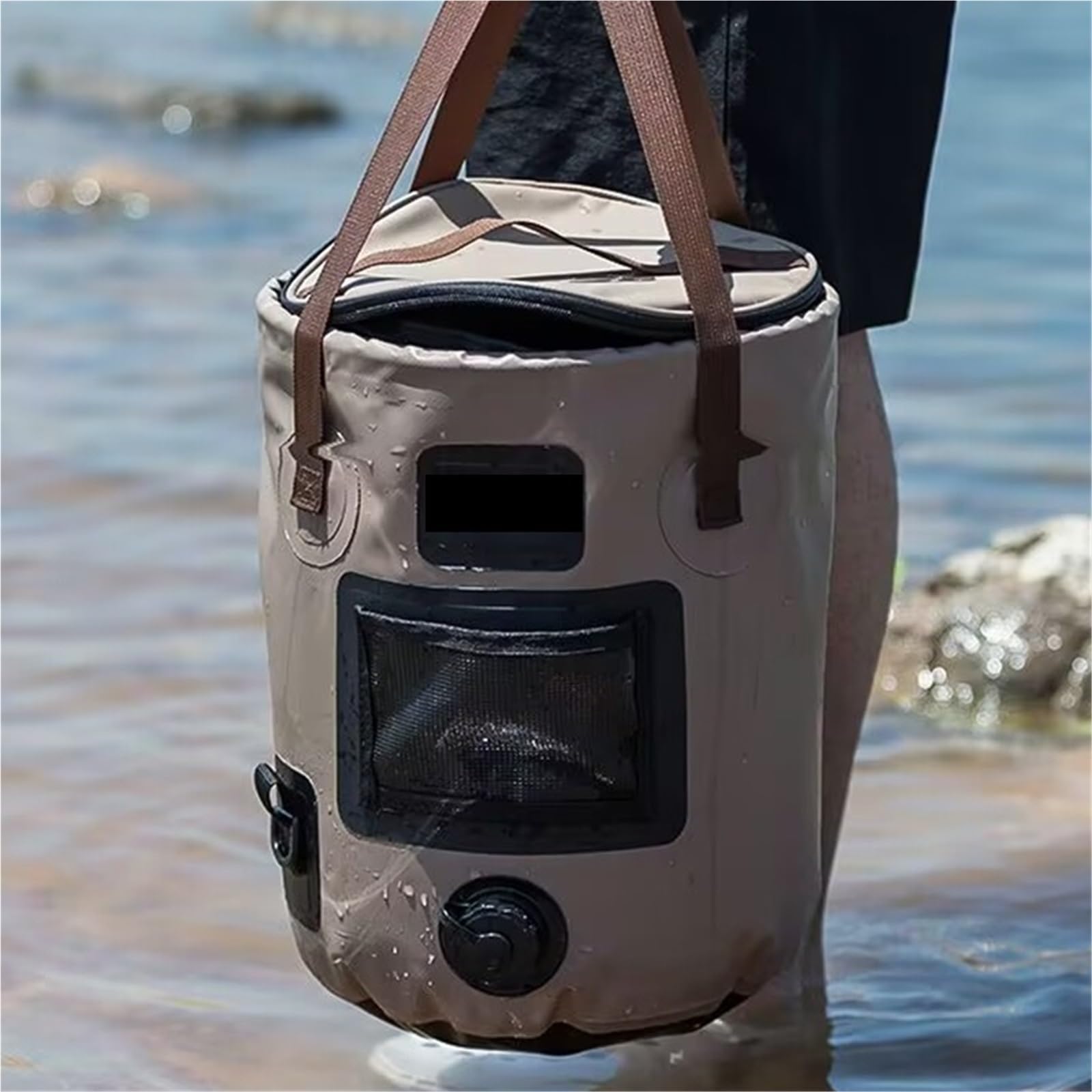Seau Pliant Camping 25L Pied De Lavabo Vertical