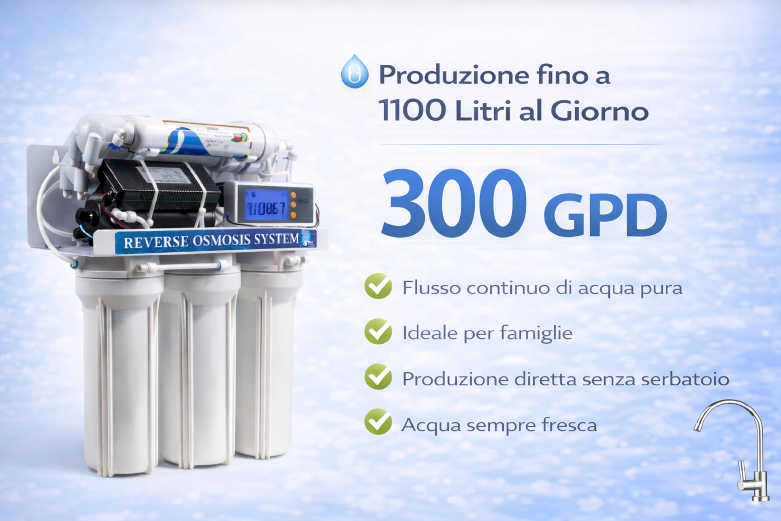 Depuratore Acqua Osmosi Inversa 6 Stadi filtri | Purificatore domestico acqua potabile dal rubinetto di casa