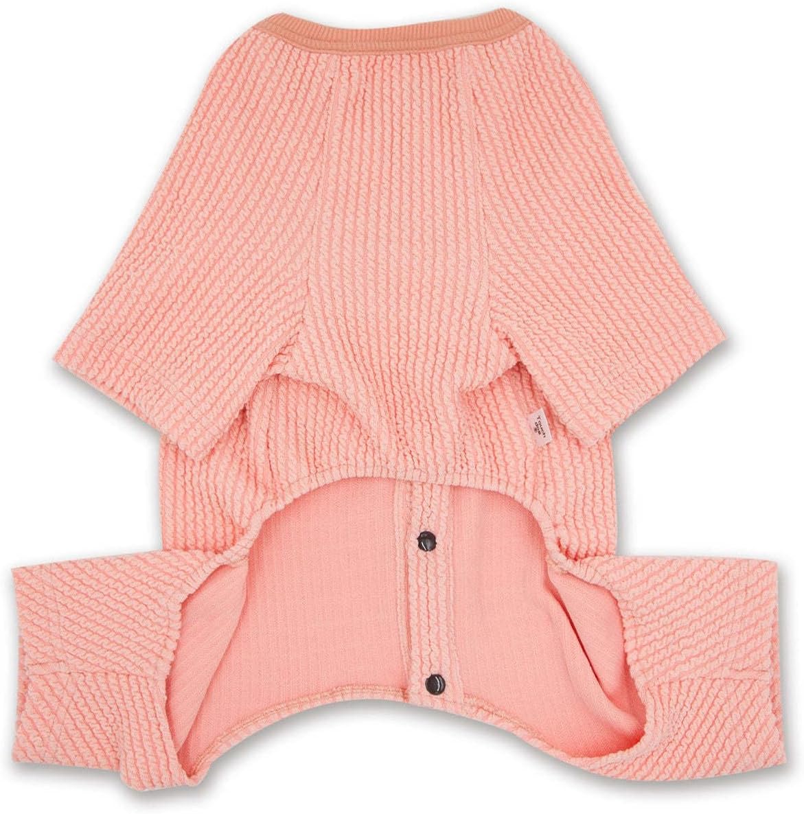 TOUCHDOG 'Ciesta-Luxe' Fashion Designer Long Sleeve Full Body Breathable Pet Dog Thermals Jumpsuit T-Shirt Pajamas, Large, Pink