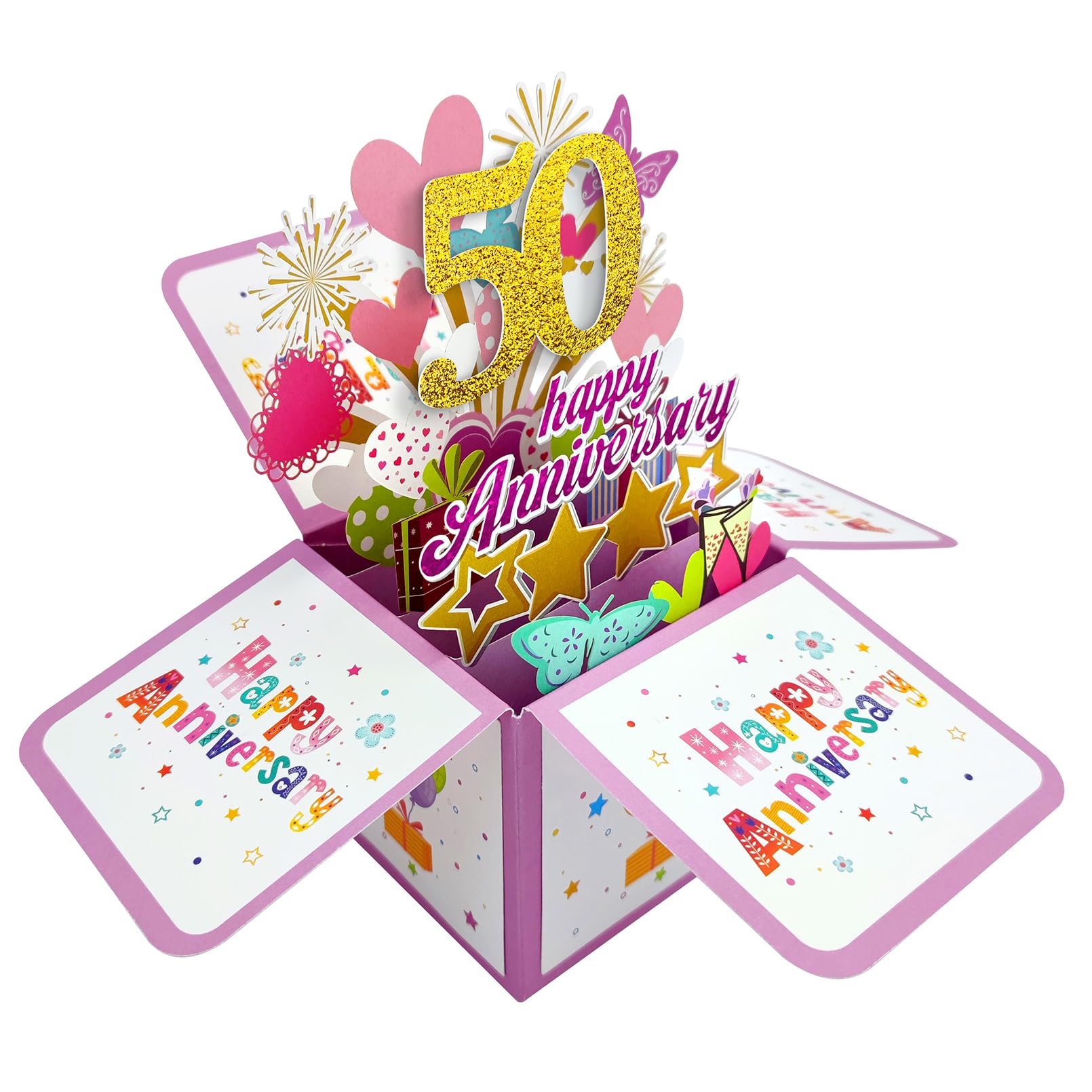 mmuue Funny Pop Up 50th Anniversary Card Gift for Couple, Happy 50th Wedding Anniversary Card for Parents, Cute Golden Wedding Gift for Women Men