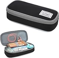 Vista 7 de FUXINGYAO Estuche para lápices, bolsa para lápices multicompartimento, bolsa portátil para lápices (2101-big-BK)