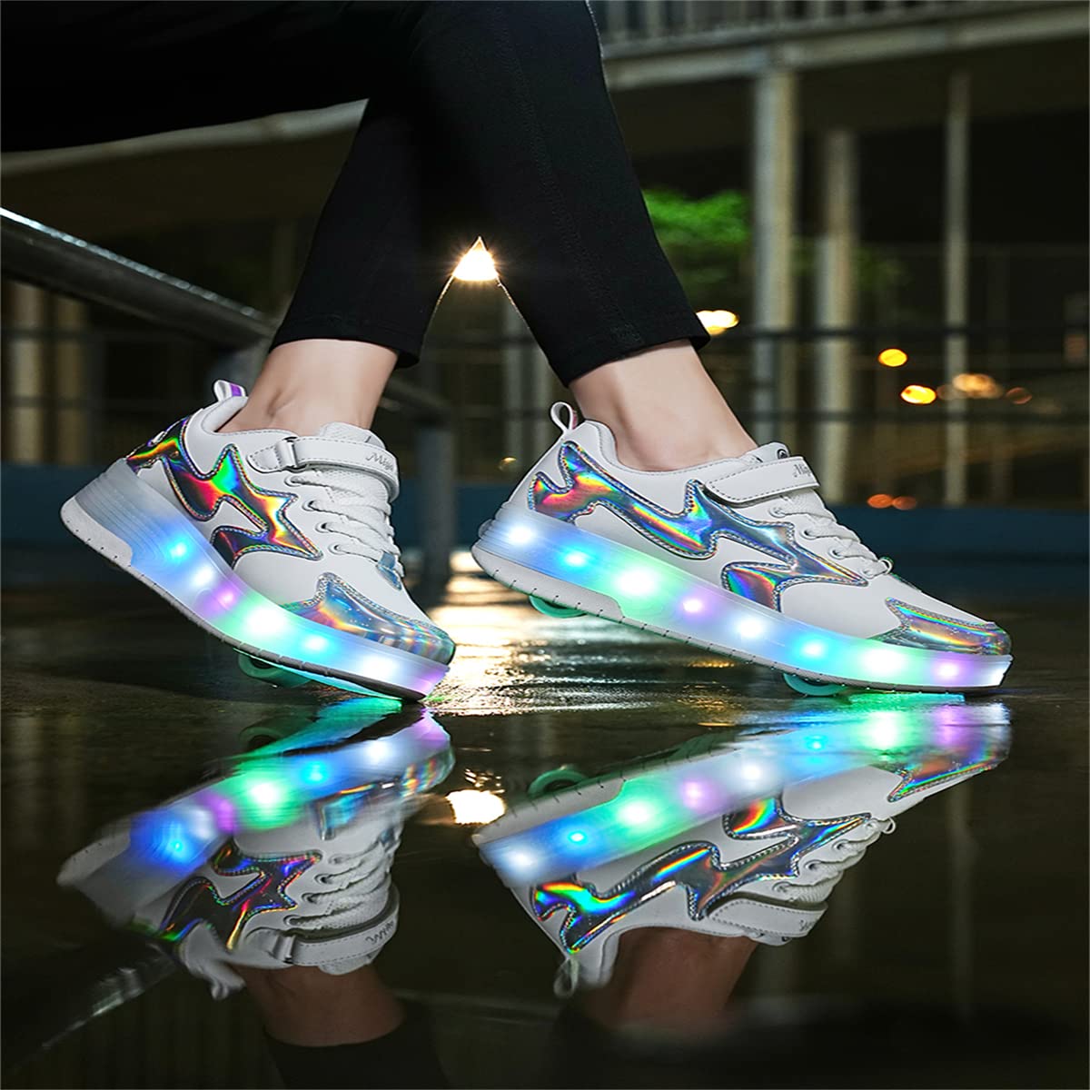 Kowo Wielokolorowe buty z diodami LED dla chłopców i dziewczynek, wrotki, rozmiar 10-6, unisex, buty sportowe, 35 EU
