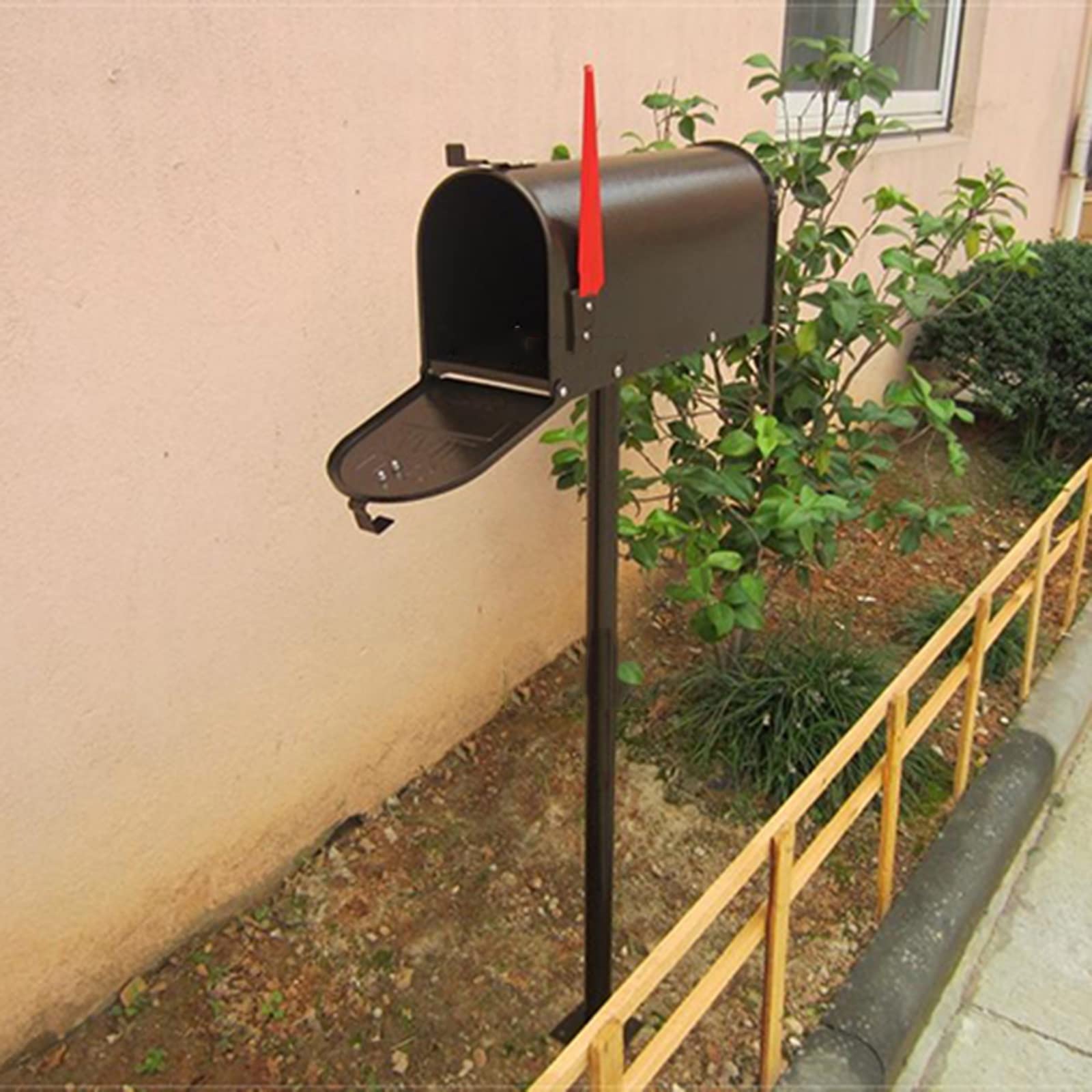 Buzón alto estilo americano para uso en exteriores, almacenamiento de cartas resistente a la intemperie con soporte de suelo, ideal para casa adosada y jardín