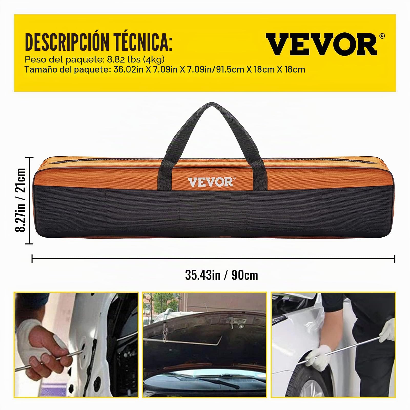 VEVOR Kit de eliminación de abolladuras sin Pintura 20 PCS Kit de Varilla de eliminación de abolladuras de carrocería de Acero Inoxidable con Bolsa para Mantenimiento de Taller de abolladuras Menores