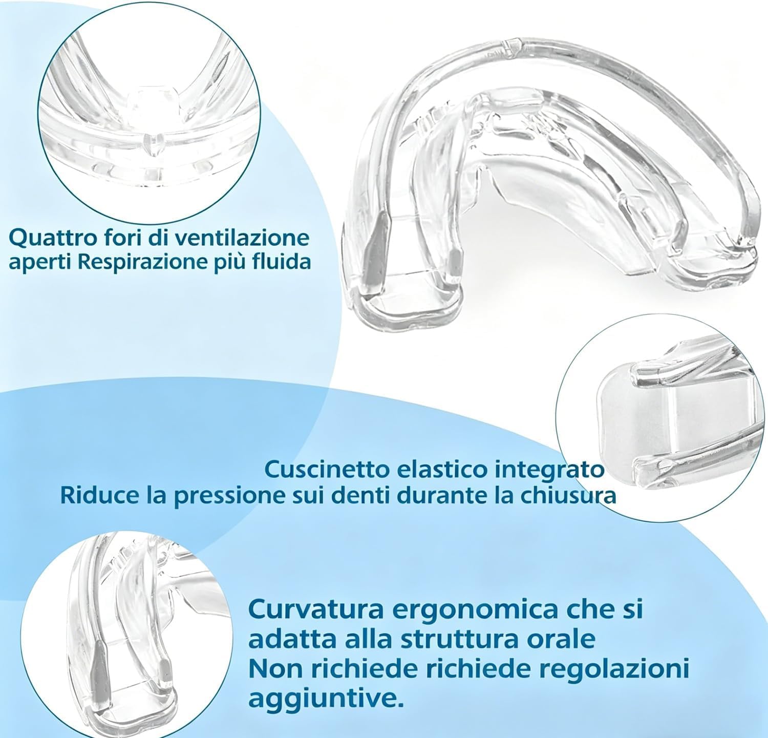 Dispositivo Anti Russamento Notturno, Bite Riutilizzabile Pronto all’Uso - Bite Antirussamento, Design Leggero e Confortevole, Riduci efficacemente il russare, Supporto per un Riposo Più Tranquillo