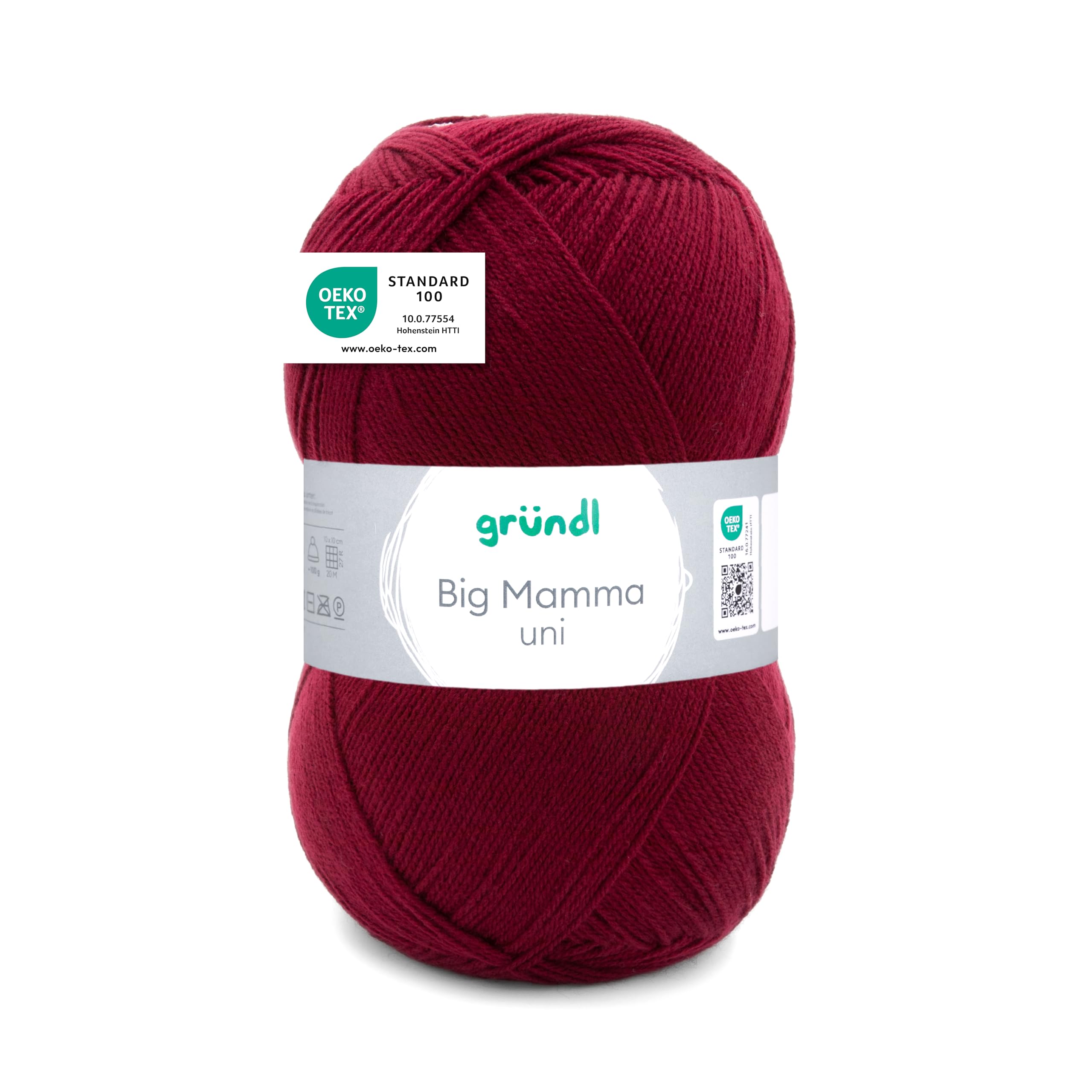 Gründl Wool Big Mamma Plain - XXL Wool for Knitting - Knitting Yarn - Soft and Skin Friendly - 100% Polyacrylic - 1 Ball 400 g / 1040 m - Needle Size 3.5-4.5 - Cherry