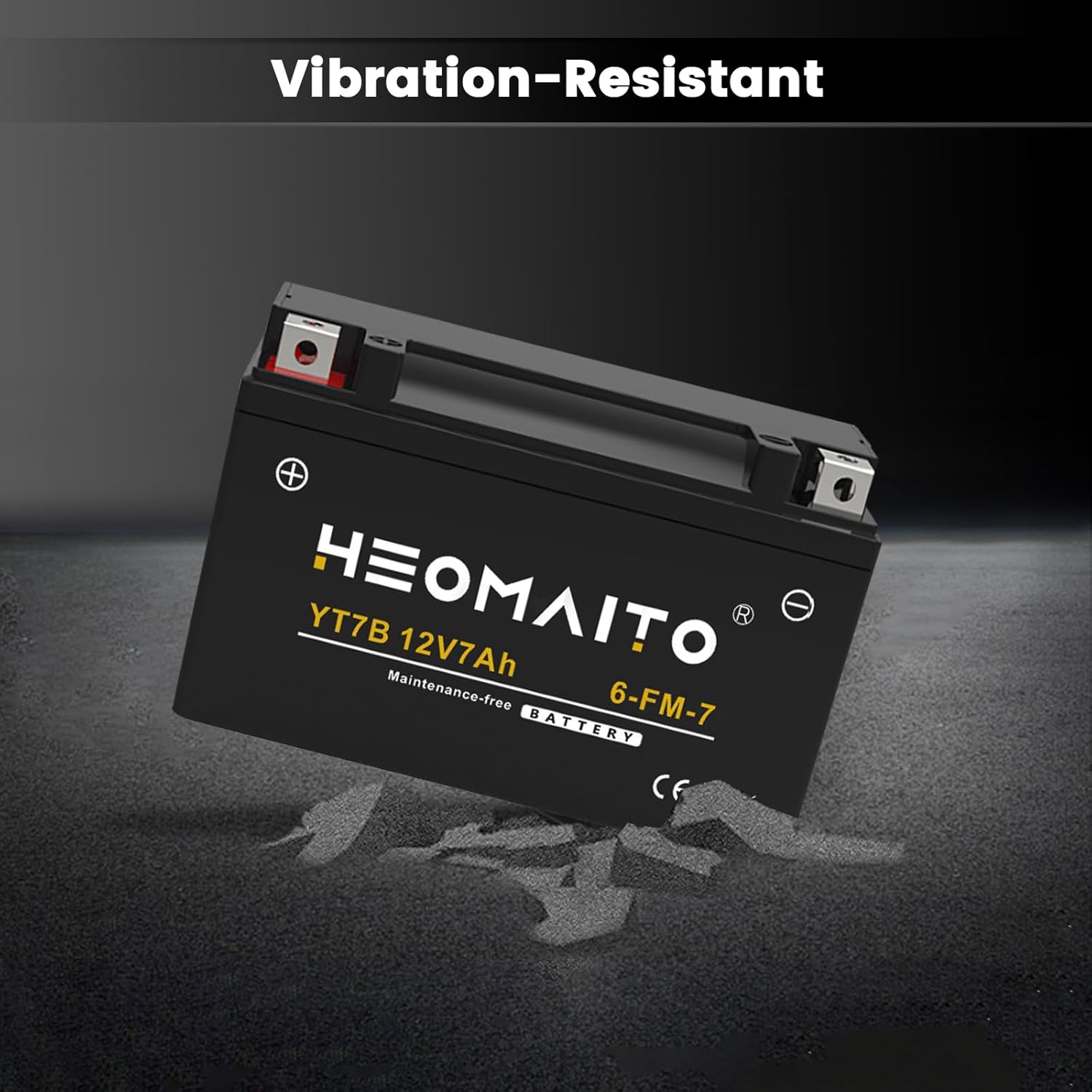 Lead-Acid Battery YT7B-BS, 12V 7Ah, 10HR, 160 CCA, 6MF7B Maintenance-Free Power, for AGM Motorcycle Battery, Motorcycles 125–450 CC, ATVs 100–450 CC