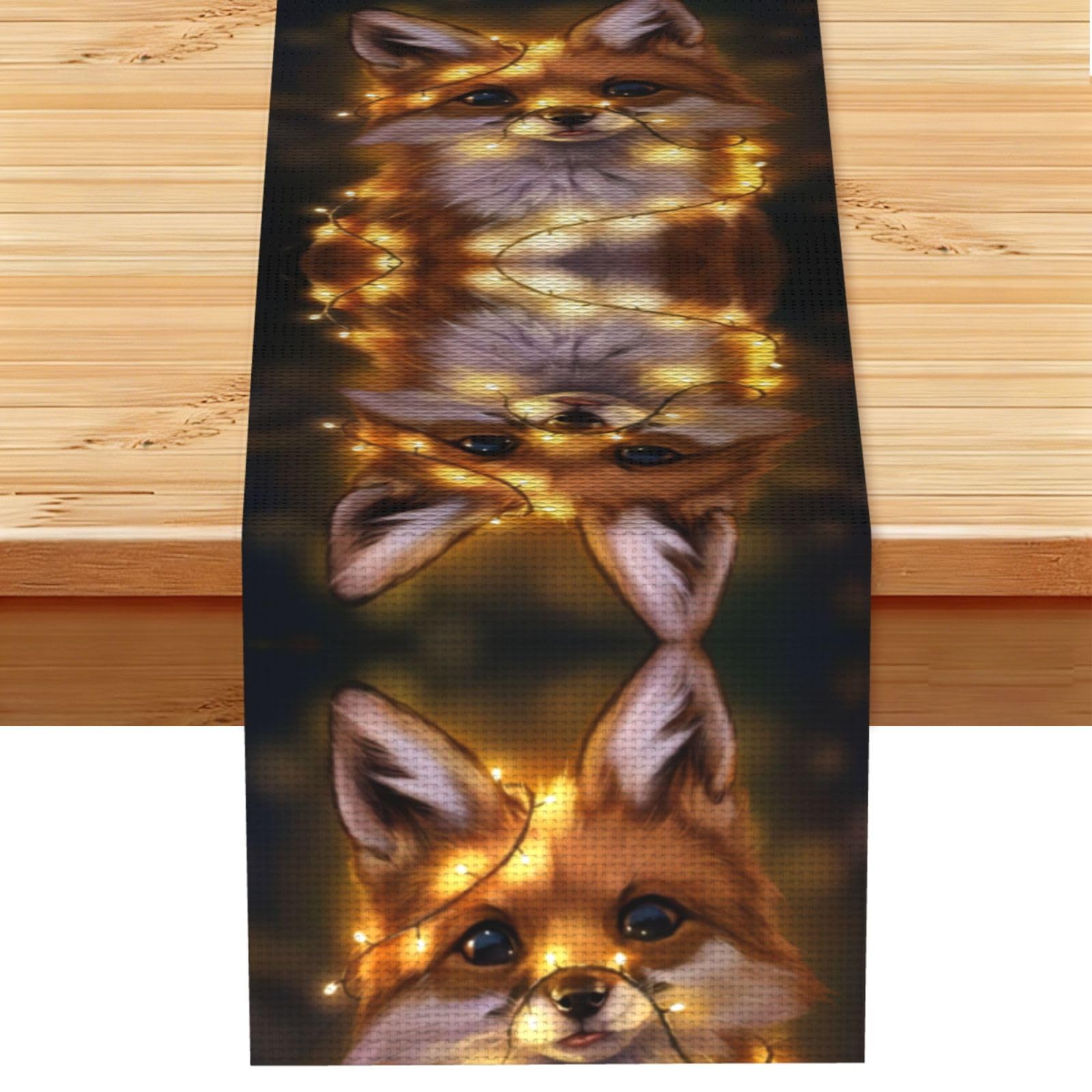 cute fox Linen Feel Table Runner Wedding Party Home Decoration