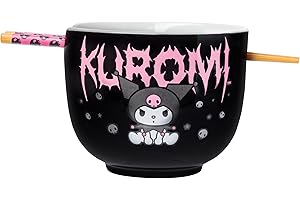 Sanrio Hello Kitty and Friends Kuromi Ceramic Ramen Noodle Rice Bowl with Chopsticks