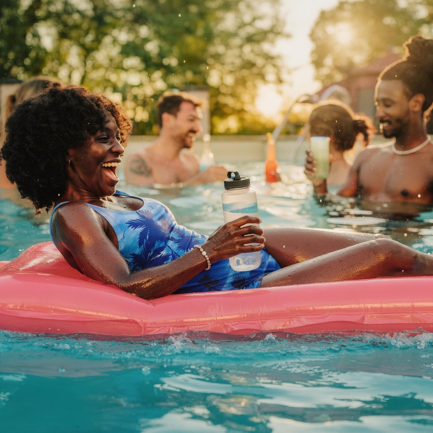 Aqua Pool Floating Raft 2 Pack - Inflatable Pool Float with Headrest Pillow, Lightweight Adult Lounge for Relaxing, Sunbathing & Drifting, Durable PVC, 70 x 28.5 in