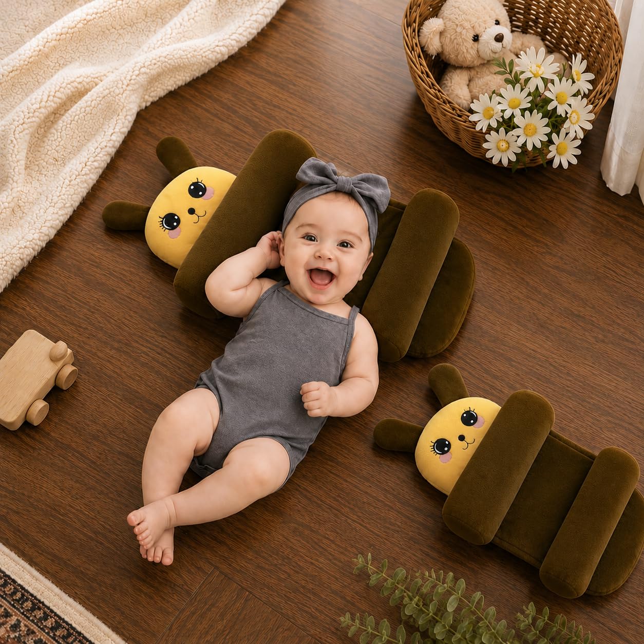 Infant Head Support Pillow for Newborn | Baby Neck Support Pillow Plush Baby Head Protection Cushion for 0-12 Months(Brown)-image-32