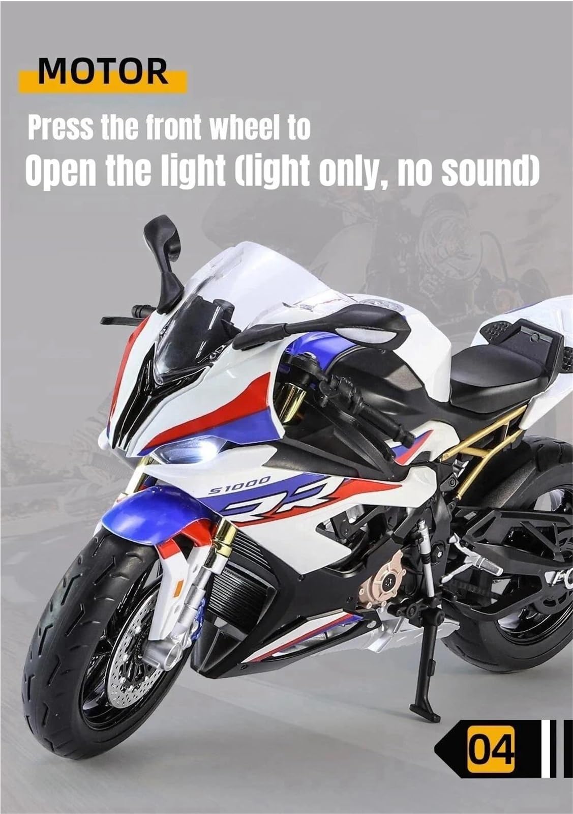 Modelo a escala de moto Moto De Juguete Iluminada, Modelo En Miniatura Metal Fundido A Presión A Escala 1/9, Regalo Colección Para BMW S1000RR S 1000RR S1000 RR