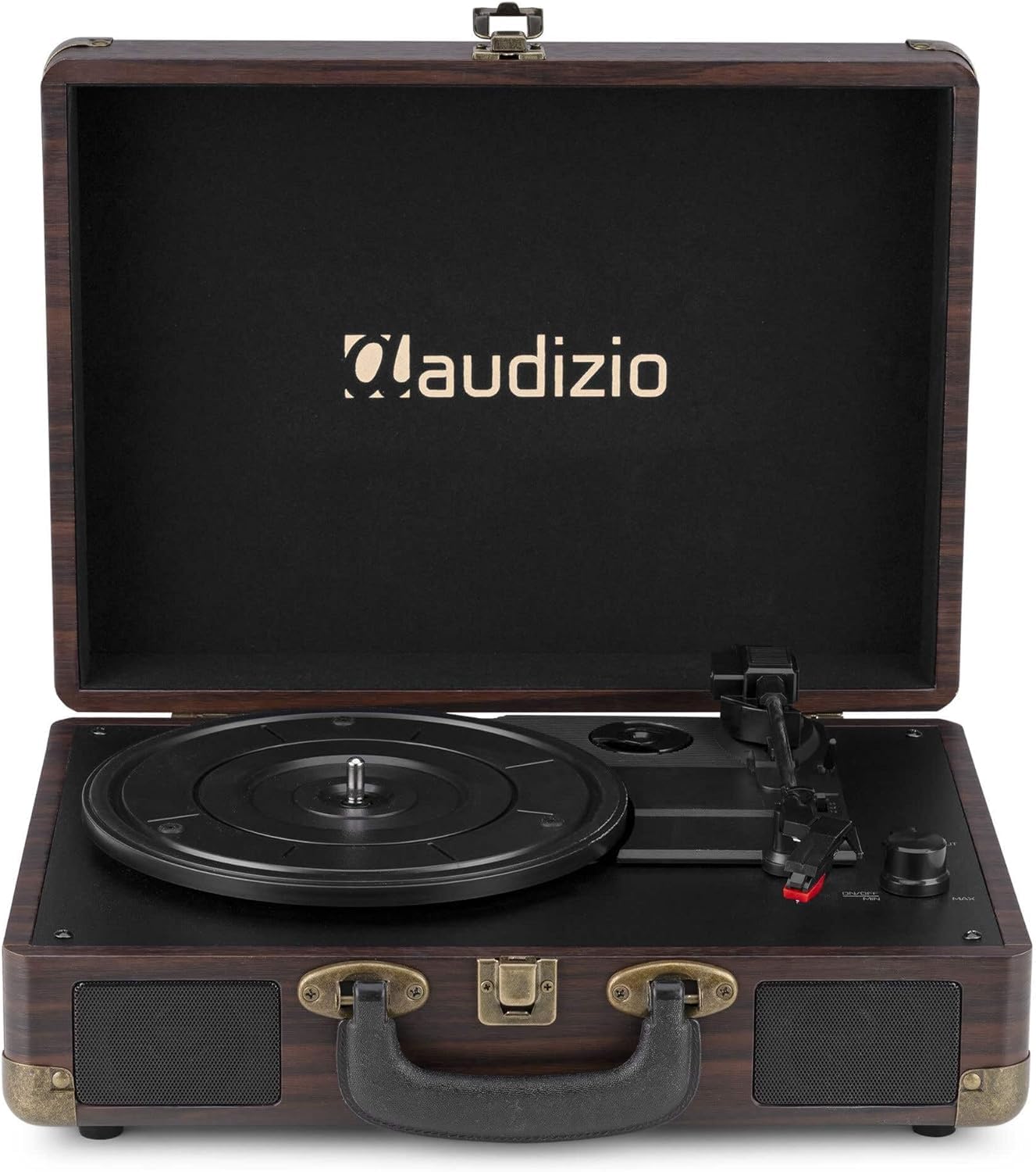 Audizio RP116DW Plattenspieler mit Lautsprecher - Vinyl Player 3-Gang Antrieb, Plattenspieler Bluetooth 5.0, Schallplattenspieler mit Riemenantrieb 33/45/78, Auto-Stop, Digitalisieren mit USB, AUX