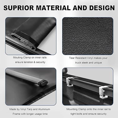 Miniatura 4 de MOSTPLUS Cubierta Enrollable de Vinilo Suave para Caja de Camioneta Tonneau Compatible con Honda Ridgeline 2017-2025 Cama de 5 Pies