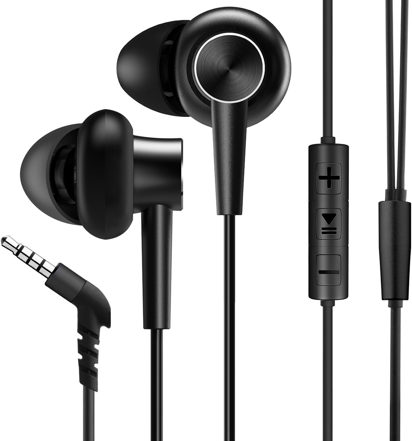 Aoslen Wired Earphones in Ear Headphones Noise Cancelling Earbuds Bass Stereo Sports Headsets with Microphone & Button Control & Volume Control for iPhone Android Etc - Black