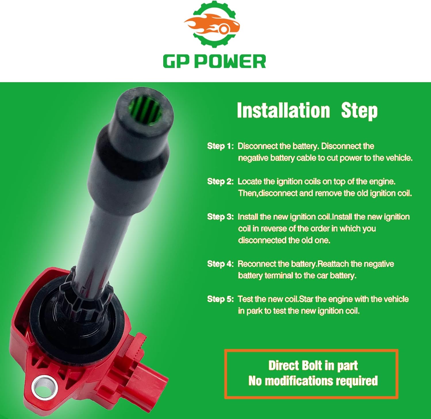 PERFORMANCE IGNITION COIL 30520-5R0-013 305205R0013 30520-5R0-003 305205R0003 CM11-121A CM11121A UF-749 UF749 SET OF 4 COMPATIBLE WITH HONDA CIVIC FIT 1.5 L4 GK GR9 GS1