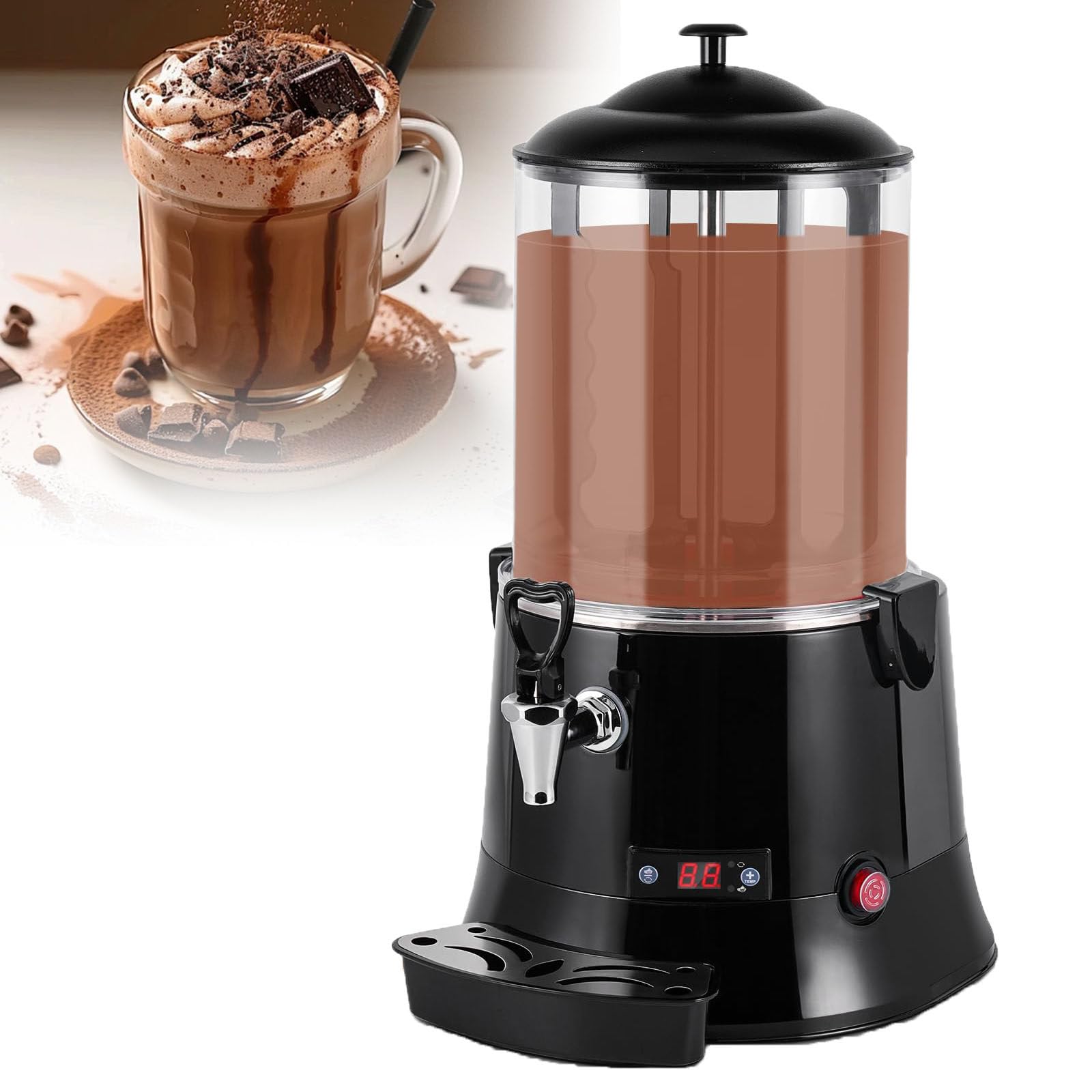 SENJINGHUA 10L Commercial Hot Chocolate Machine Maker,Hot Chocolate Melting Machine,Temperature Adjustable Hot Beverage Warmer Dispenser for Chocolate Coffee Milktea,10L