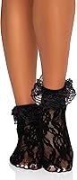 Vista 11 de Leg Avenue Women's Ruffle Cuff Lace Anklet Socks Blanco