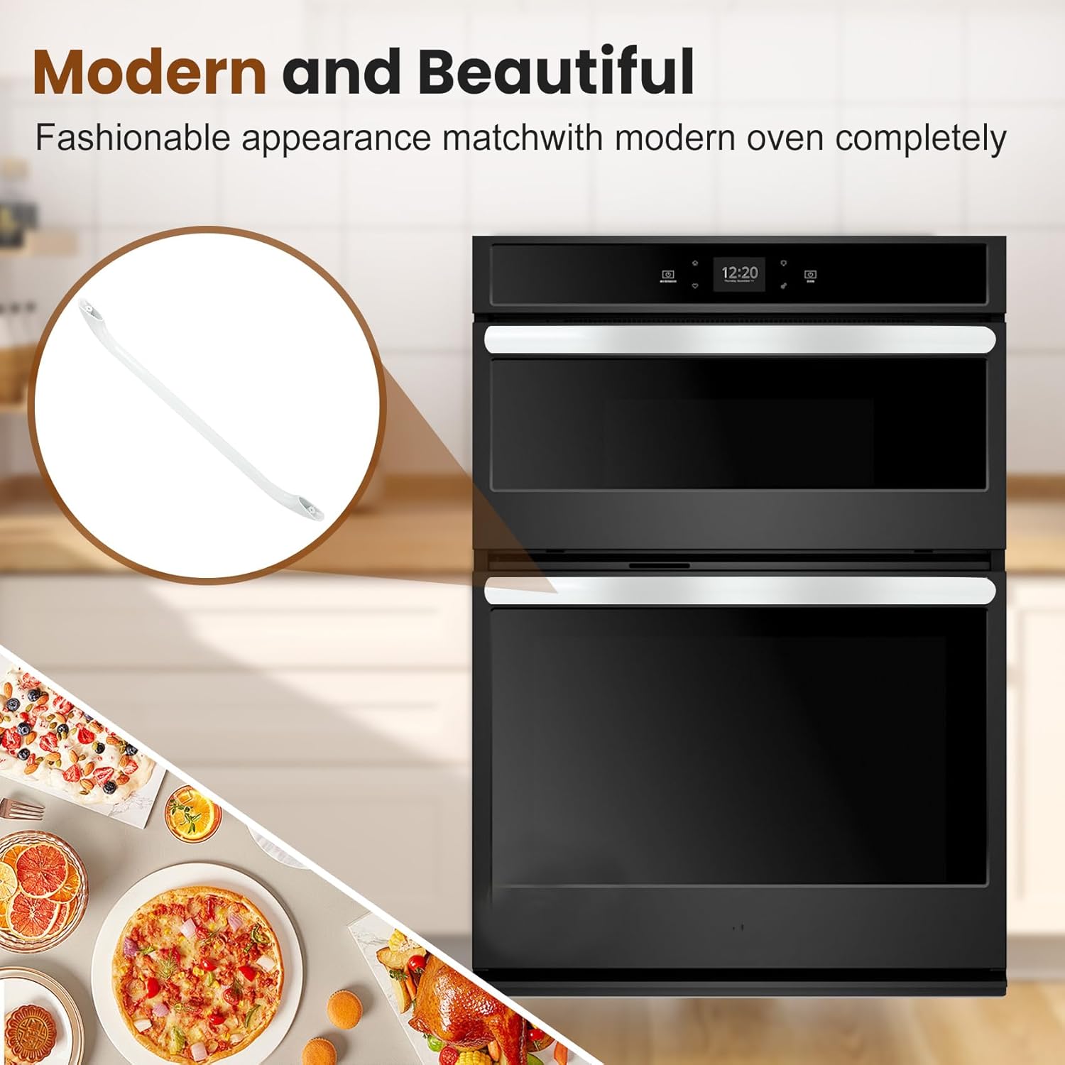 Upgraded 316443601 Oven Door Handle Replacement Compatible with Kenmore Frigidaire Electrolux Electric Oven Range Stove，Include 2Pcs 316433300 Oven Door Handle Screws