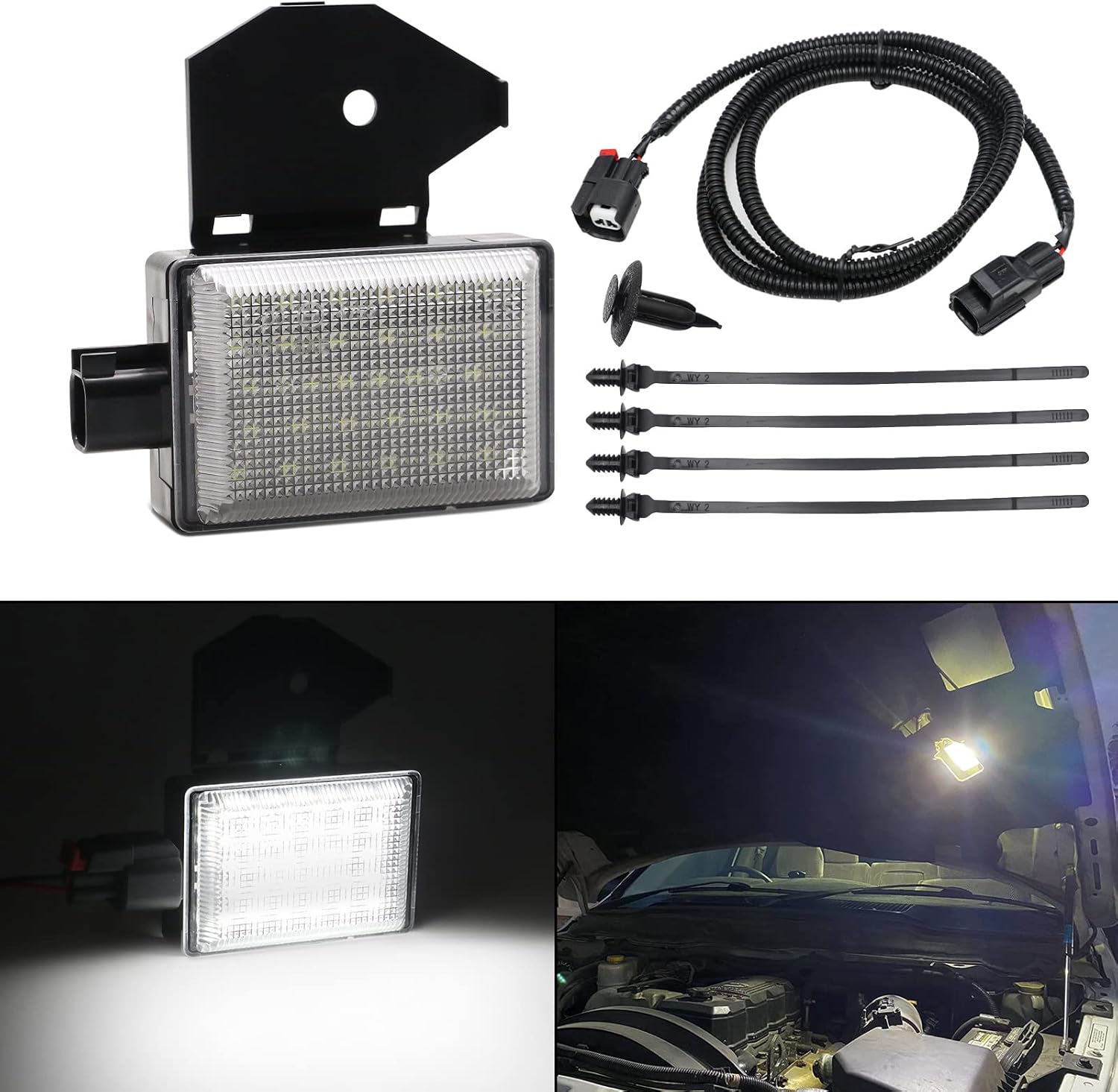 Mynoway LED Under Hood Courtesy Engine Bay Light Kit with Wire Harness Replacement