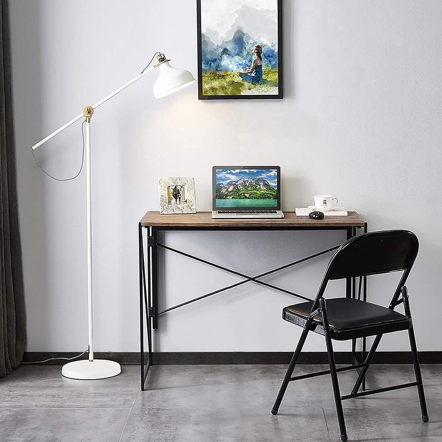 Office Desk Easy-Assemble Computer Desk Portable Small Office Desk Folding Desk Simple Home Office Desk Brown Desk for Home, Office, Gaming, Writing, Outside Use