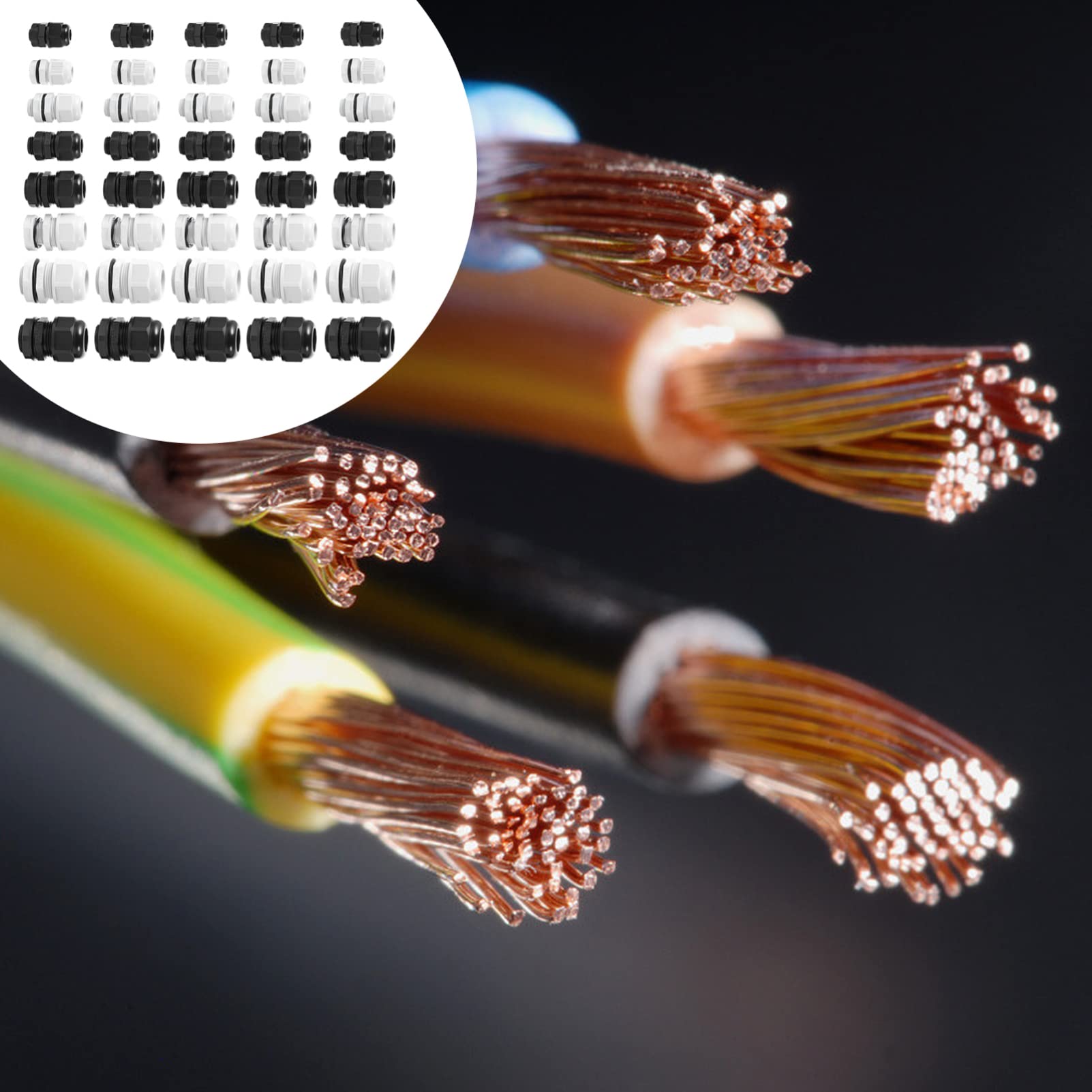 LIFKOME 40 Prensaestopas Impermeables de Plástico Mg12 Mg16 Mg20 Mg25, Protector de Cables Resistente al Desgaste para Cableado