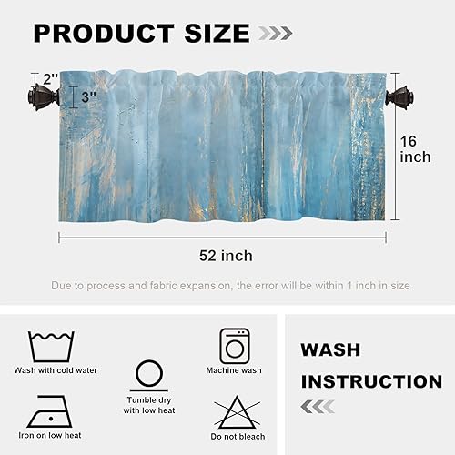 Miniatura 10 de Batmerry Cortinas de textura de madera vieja, valla de madera agrietada, pintura azul agrietada, tratamiento de ventana de madera, cortina corta de