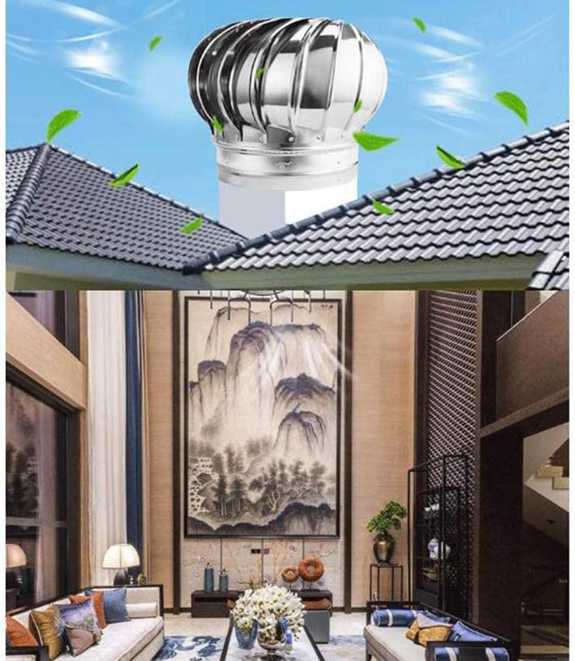 Acero Inoxidable Rotatable sombrerete de Chimenea - Anti-revoco Spinner para Lluvia & Nieve protección Shield (200mm) para Mejorado Tiro y Weather Resistance