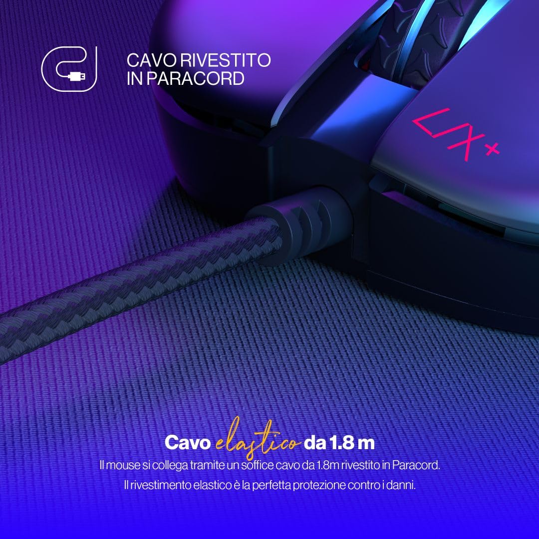 ENDORFY LIX Plus, Mouse da Gaming Leggero (59 g), sensore PixArt PMW3370, 19 000 DPI, Switch Meccanici Kailh GM 8.0 80M, 6 Tasti programmabili, EY6A001