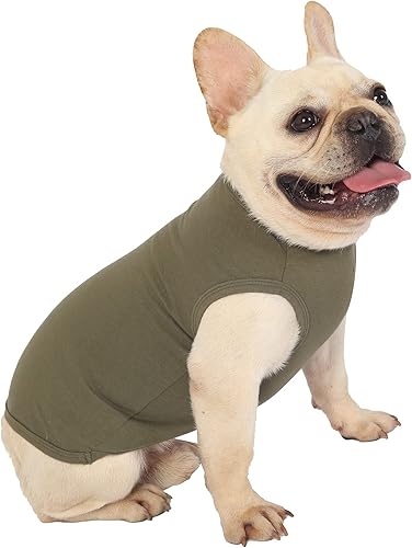 Miniatura 3 de Camisas de algodón en blanco para perros, ropa grande para perros, disfraces de mascotas para niños y niñas, ejército y verde profundo, XL