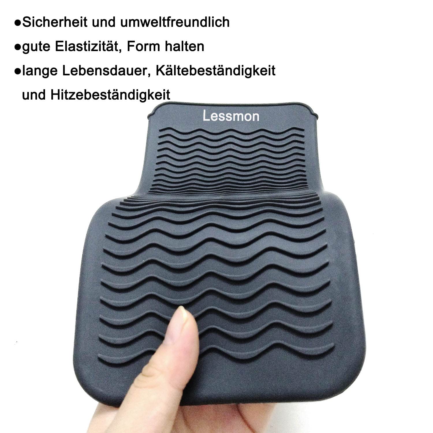 Hitzebeständiger Silikon Mattenbeutel, Mattenabdeckung für Lockenstäbe, Haarglätter, Glätteisen und andere heiße Haarwerkzeuge, Höhe 28,5cm und Breite 14cm, Schwarz