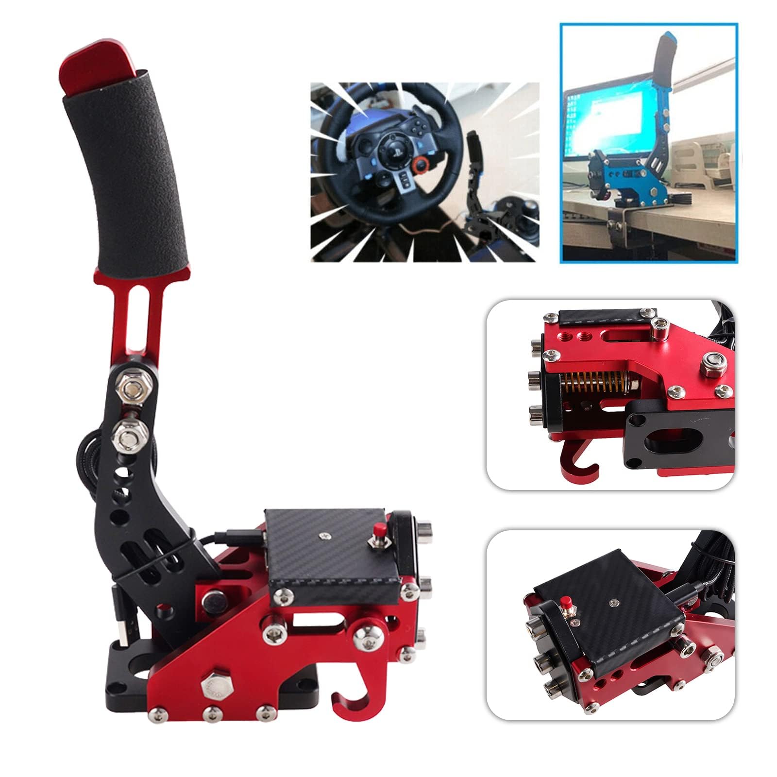 Areyourshop USB3.0 14Bit PS4/PS5 Handbrake for Racing Games Steering Wheel Stand G29 Red