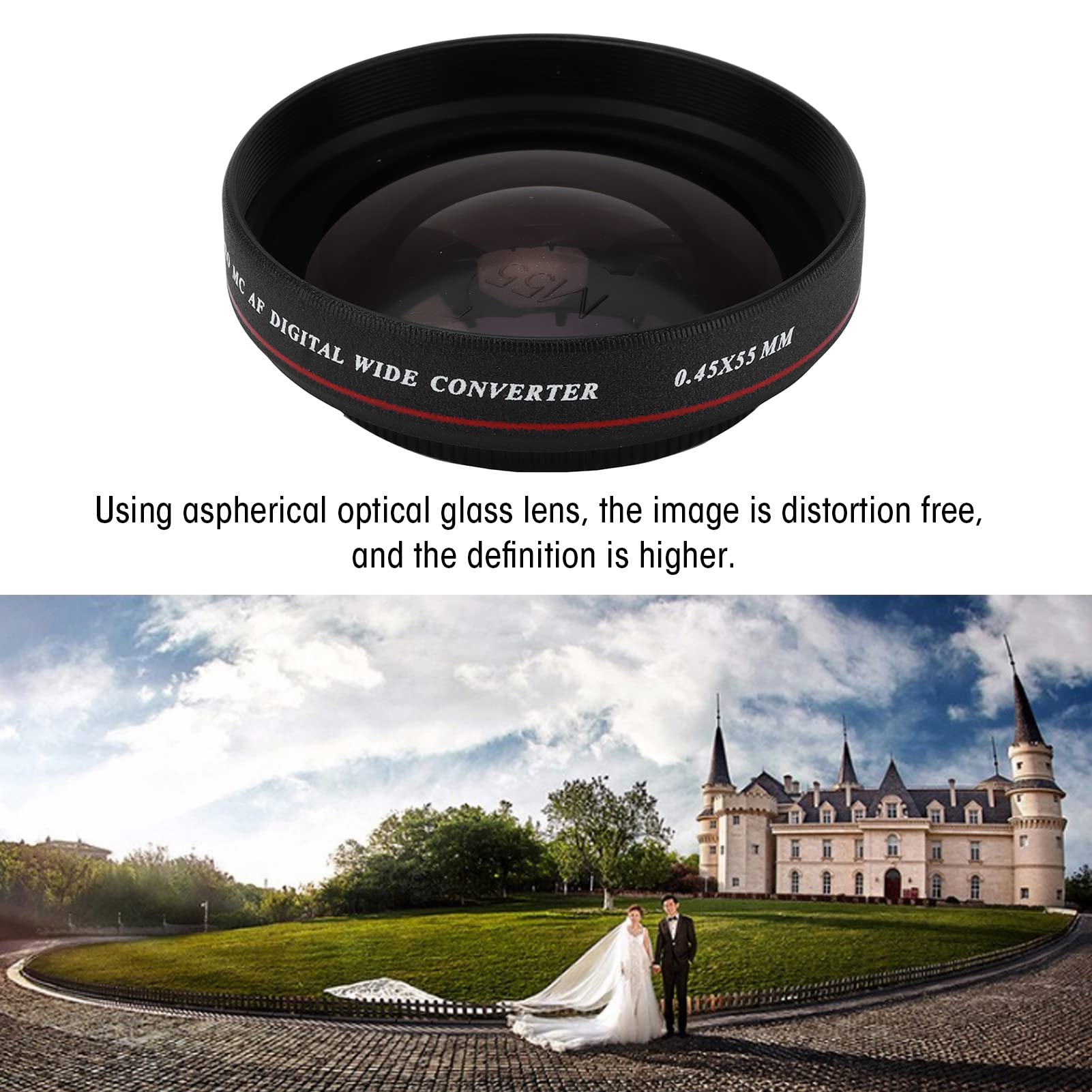 Zomei Ultra Slim 55 mm 0,45 x szerokokątny filtr obiektywu optyczny zniekształceń szkła High Definition do lustrzanek cyfrowych kamer kamer kamer aluminium stop czarny 55 mm