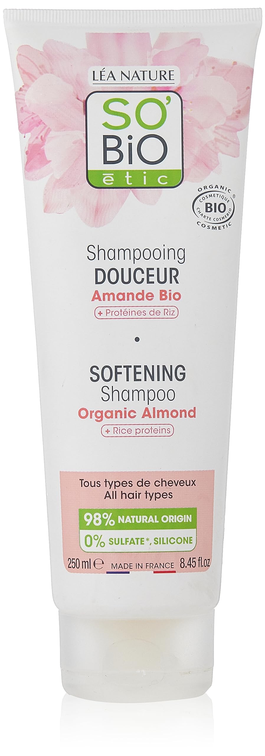 So Bio Etic organic almond milk shampoo for hair softening 250ml | sulfate-free hair care | healthy, shiny and soft hair in just 10 washes | all hair types