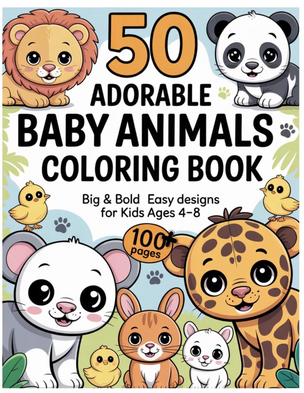 50 Adorable Baby Animals Coloring Book: Bold and Easy Baby Animal Designs