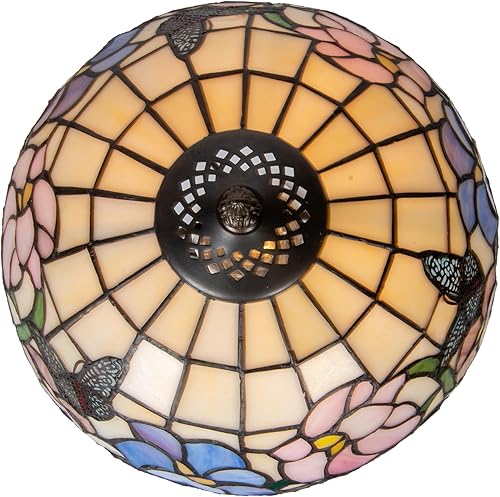 Miniatura 9 de Dale Tiffany TT21174 - Lámpara de mesa tradicional estilo Tiffany de 19.5 pulgadas de alto, diseño floral, mariposa, acabado de bronce antiguo,