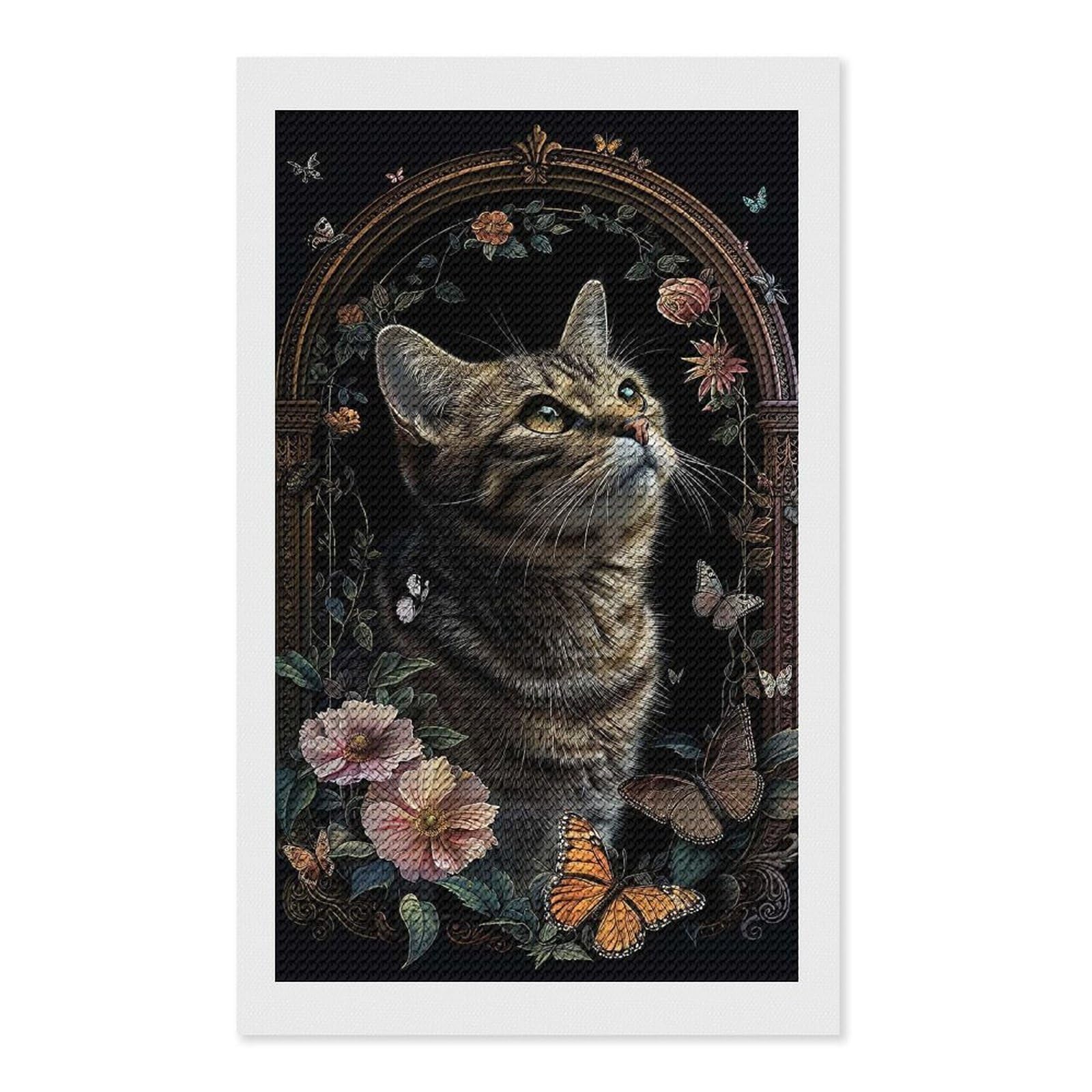 Junmoney American Shorthair Diamond Art Canvas 12"x20", Decorate Your Room, Mindful Craft Activity, Cosy Home Accent, Thoughtful Handmade Gift