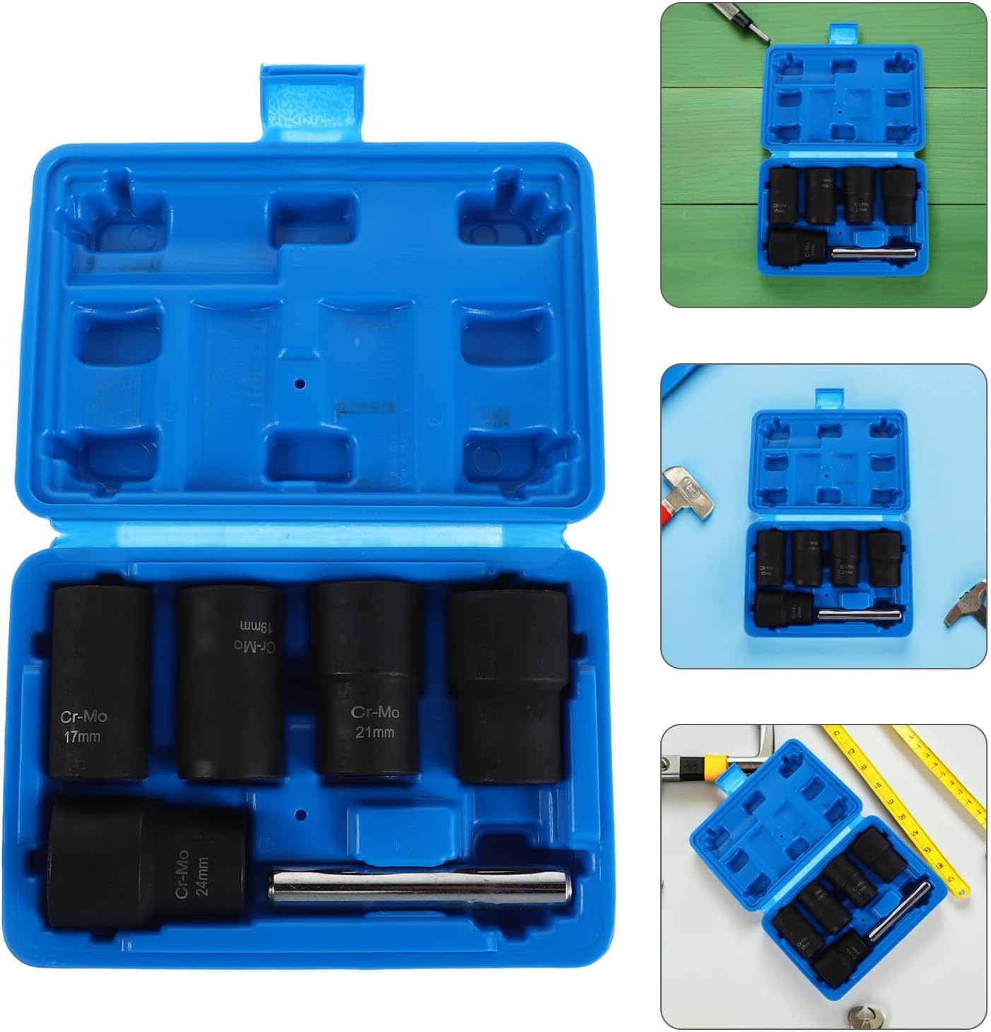 Zerodeko 6pcs Reverse Thread Nut Extractor Socket Set for Damaged Lug Nut Removal, Stripped Bolt Extractor, Anti-slip Workshop Hand Tool Kit for Automotive Repair